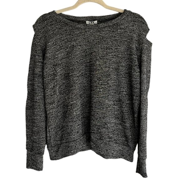 Women's LNA Heather Grey Cutout Sweater Size Extra Small - Picture 1 of 4